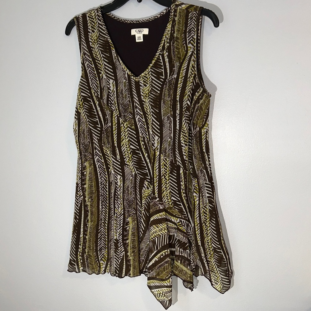 Cato Multicolor Asymmetrical Sleeveless Ruffle Blouse Plus‎ size 14-16